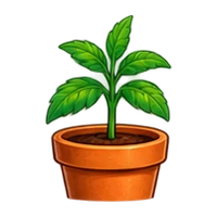 A small potted cannabis seedling