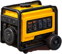 An illustrated yellow and black portable generator on wheels